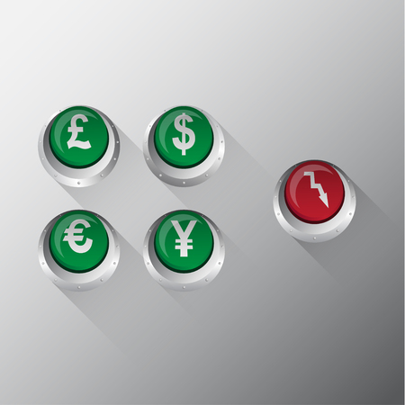 Currency Metallic Button vector Illustrationのイラスト素材