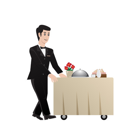 room service waiter, vector illustrationのイラスト素材