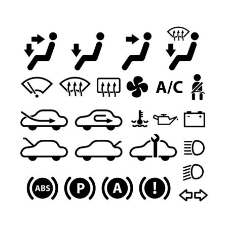 Car dashboard icon and symbol, flat vector icon on white backgroundのイラスト素材