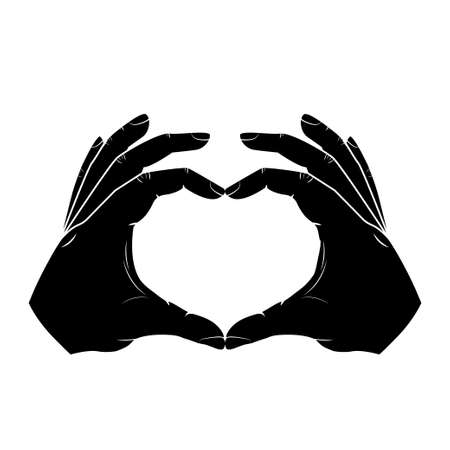 Vector hands making shape of heart on white background, vector illustrationのイラスト素材