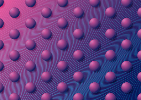 Abstract purple or magenta sphere ball on linear pattern background, vector illustration
