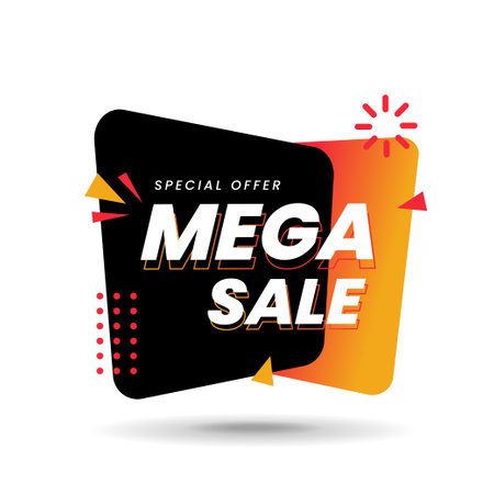 Mega sale label on white background, mega sale special offer banner, vector illustrationのイラスト素材