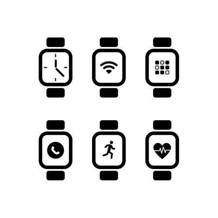 Smart watch icon set, simple symbol vector illustration on white backgroundのイラスト素材