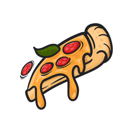Pizza slice, vector illustrationのイラスト素材