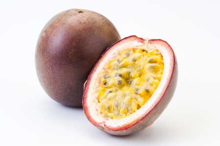 Passion fruit oisolated on white の写真素材