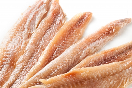anchovy. fillet on white background. の写真素材