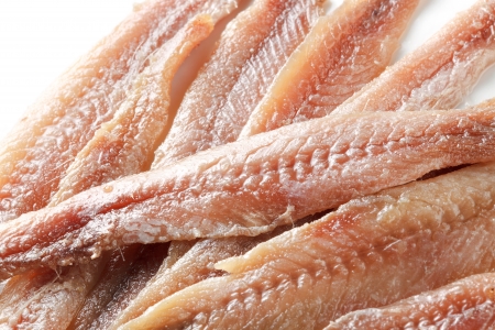 anchovy  fillet on white background  Macroの写真素材