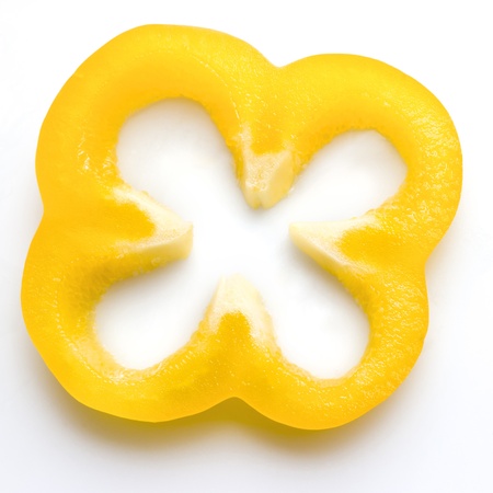 Yellow paprica pepper sliceの写真素材