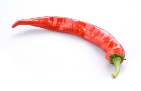 red hot chili pepper isolated on whiteの写真素材