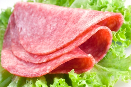 slices of salamiの写真素材