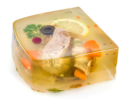 Jellied meat isolated on white backgroundの写真素材