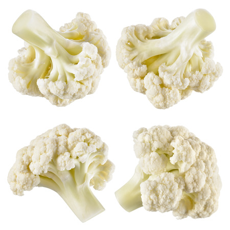 Cauliflower isolated. Cauliflower piece on white. Collection. With clipping path.の写真素材
