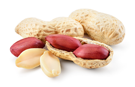 Peanuts. Roasted nuts isolated on white background. Full depth of field.の写真素材