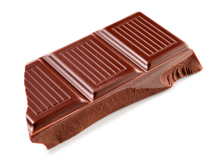 Broken chocolate bar. Piece isolated on white background. With clipping path.の写真素材