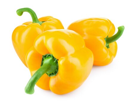 Paprika. Yellow pepper. Sweet bell peppers isolated.  With clipping path. Full depth of field.の写真素材