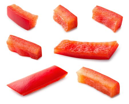 Paprika. Pepper slice isolated. Red bell pepper. Red peppers. With clipping path.の写真素材