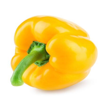 Paprika. Pepper yellow. Bell pepper isolated on white. With clipping path. Full depth of field.の写真素材