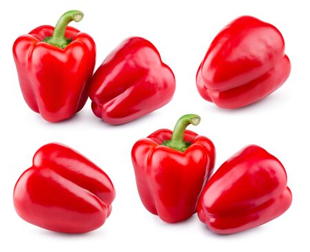 Pepper. Paprika. Bell pepper isolated. Sweet red peppers. With clipping path. Full depth of field.の写真素材