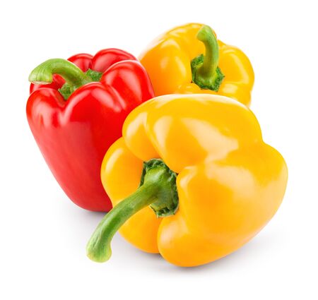Peppers. Paprika. Bell pepper. Sweet pepper isolated on white. With clipping path.の写真素材