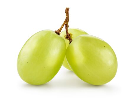 Green grape. Grapes isolated on white. Full depth of field. With clipping path.の写真素材