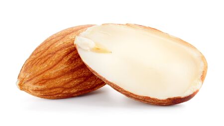 Almond isolated. Almond nut isolated. Almond slice. Full depth of field.の写真素材