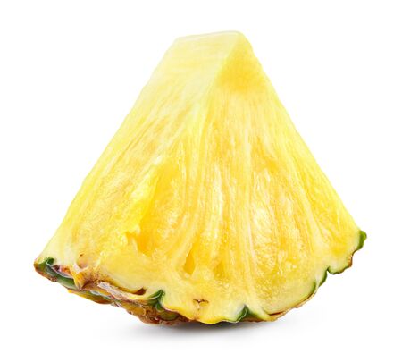 Pineapple slice. Pineapple isolated on white. Fresh pineapple.の写真素材