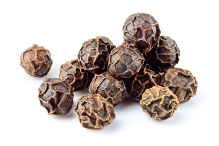 Peppercorn. Black pepper. Peppercorns isolated on white.