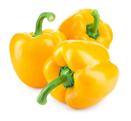Paprika. Yellow pepper. Sweet bell peppers isolated.  With clipping path. Full depth of field.の写真素材