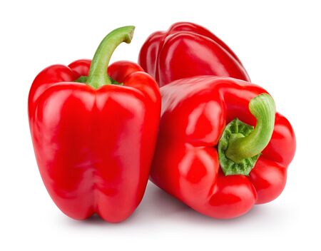 Peppers. Paprika. Bell pepper isolated on white. Sweet pepper. With clipping path. Full depth of field.の写真素材