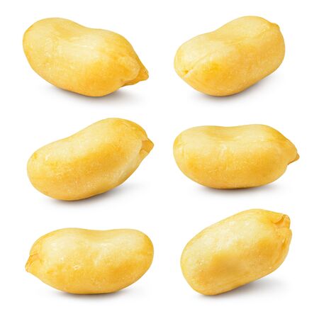 Peanuts isolated. Peanut on white background. Collection. Full depth of field.の写真素材