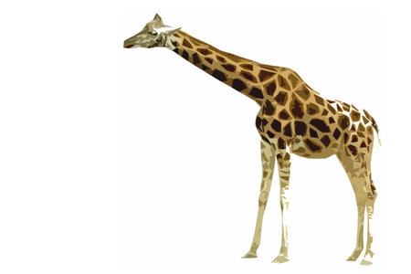 giraffe standing in artistic cutout style in front of a white backgroundの写真素材