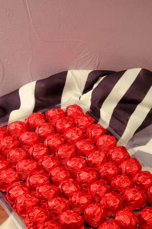 a lot of variety chocolate pralinesの写真素材