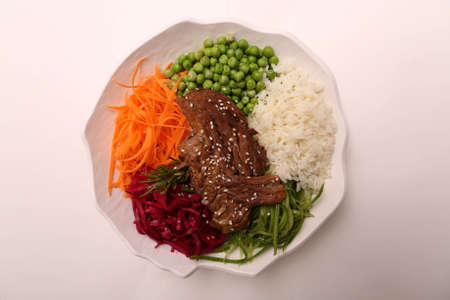 Fresh salad plate with mixed greensの写真素材