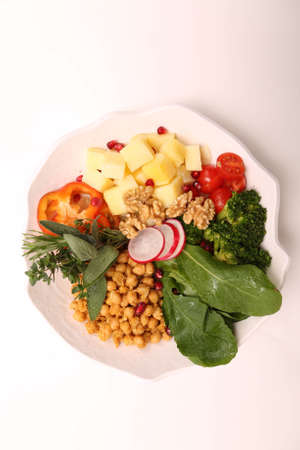 Fresh salad plate with mixed greensの写真素材