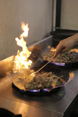 Meat Saute Turkish Meat Saute with Hair Pie Meat - Sac Frying - Sac Roastingの写真素材