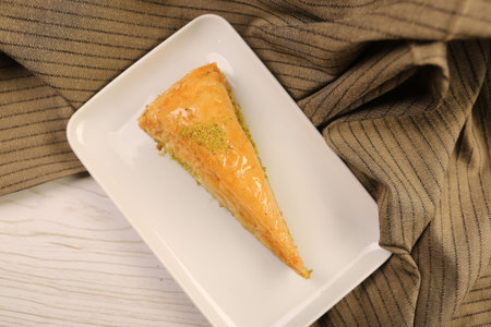 Traditional turkish dessert baklava with cashew, walnuts. Homemade baklava with nuts and honey.