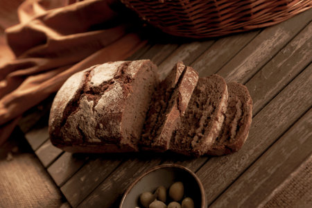 delicious natural aesthetic baked breadの写真素材