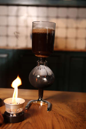 barista brewing coffee in the coffee roomの写真素材