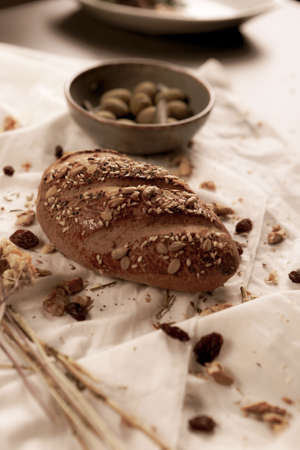 delicious natural aesthetic baked breadの写真素材