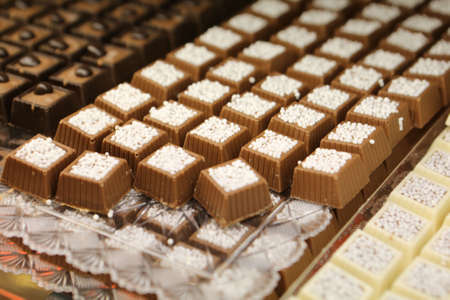 a lot of variety chocolate pralinesの写真素材