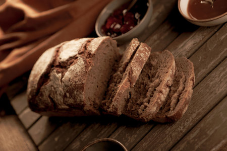 delicious natural aesthetic baked breadの写真素材