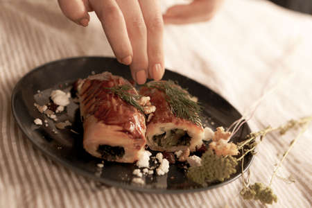 delicious natural aesthetic baked breadの写真素材