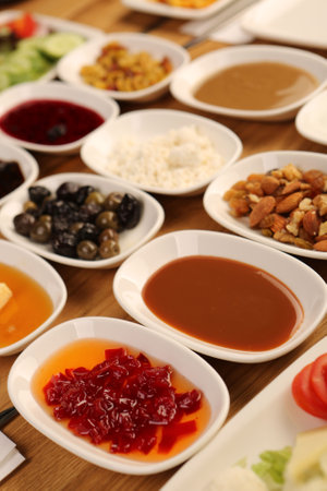 Rich and delicious Turkish breakfastの写真素材