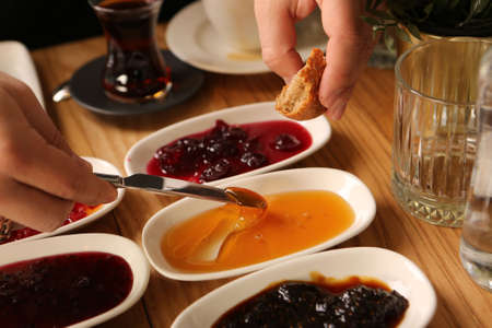 Rich and delicious Turkish breakfastの写真素材