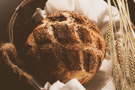 delicious natural aesthetic baked breadの写真素材