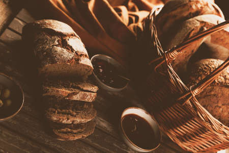 delicious natural aesthetic baked breadの写真素材