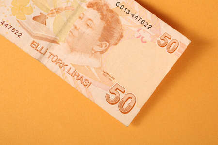 Turkish currency, Turkish lira banknotesの写真素材