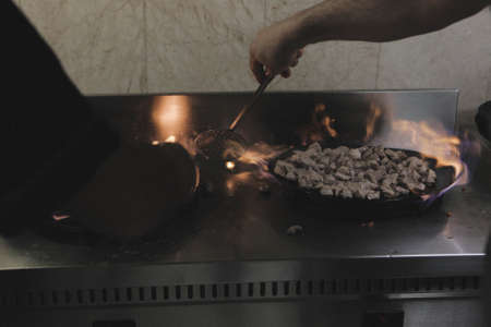 Meat Saute Turkish Meat Saute with Hair Pie Meat - Sac Frying - Sac Roastingの写真素材