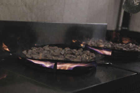 Meat Saute Turkish Meat Saute with Hair Pie Meat - Sac Frying - Sac Roastingの写真素材