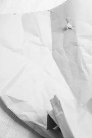 White creased crumpled paper background grunge texture backdropの写真素材